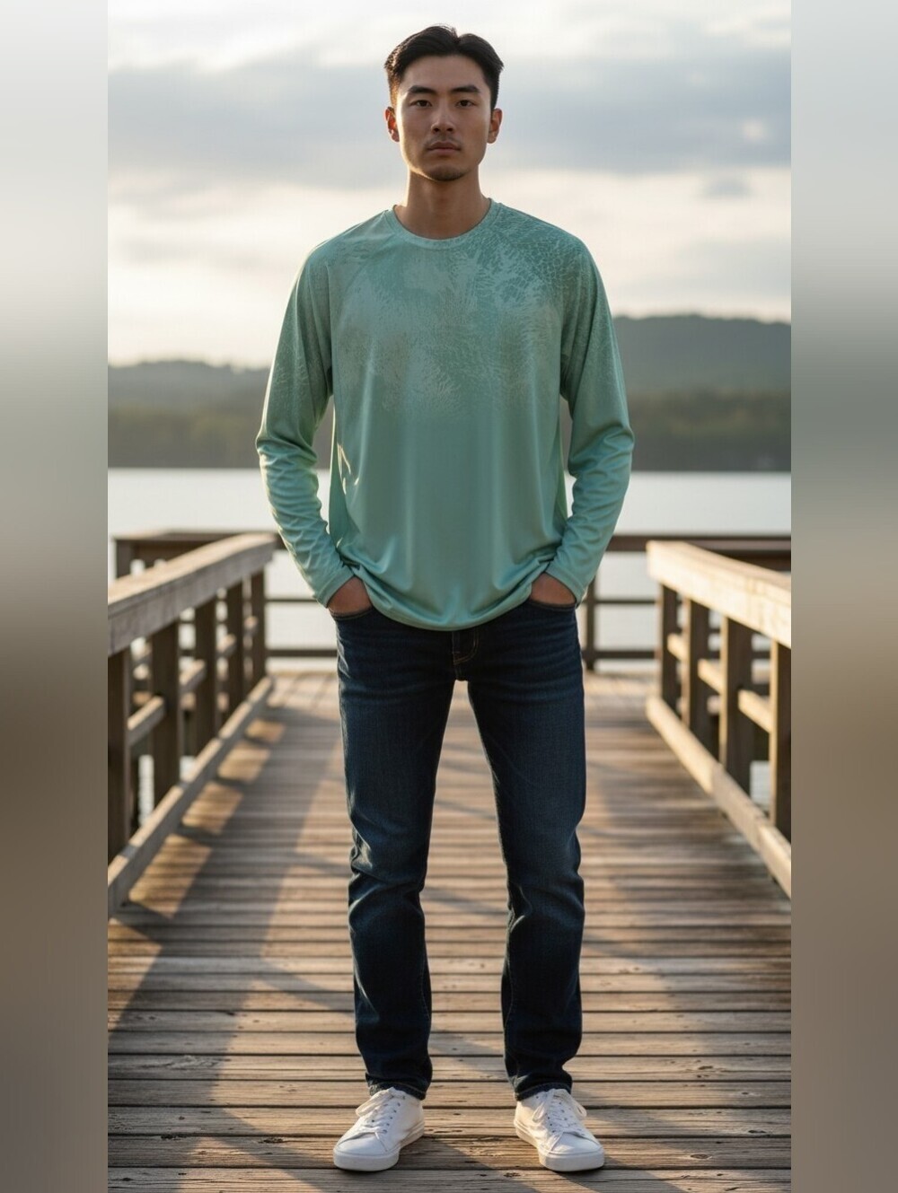 World Wide Sportsman Men's Green Long Sleeve Performance Shirt - Size XL (EUC)